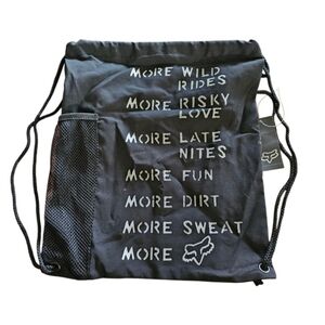 Fox Black Drawstring Gym Sack with White Text